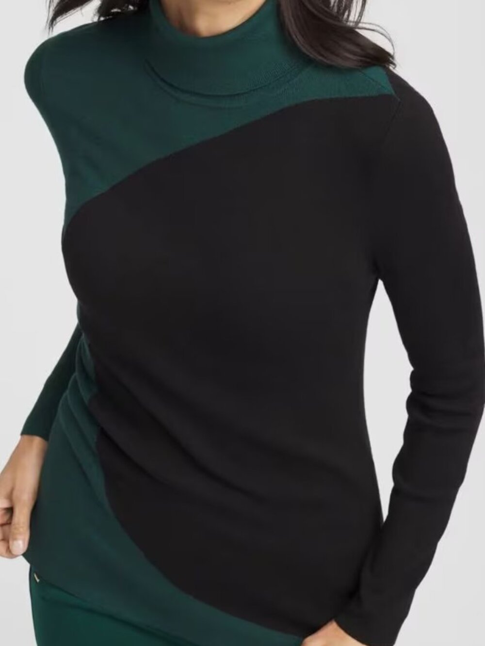 Chico's ECOVERO Ella Sweater Enchanted Forest Green/Black size 3 US XL 16